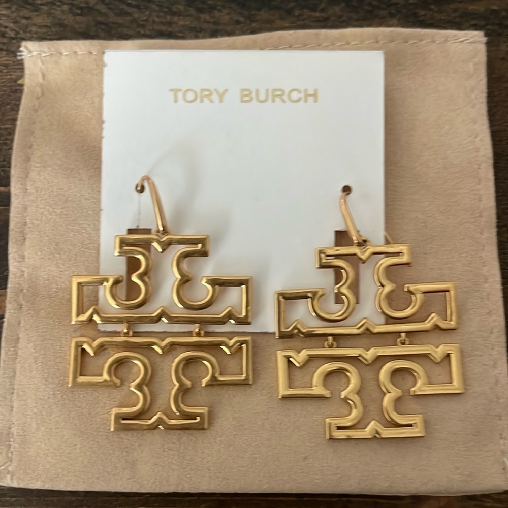 TORY BURCH printed logo drop earrings